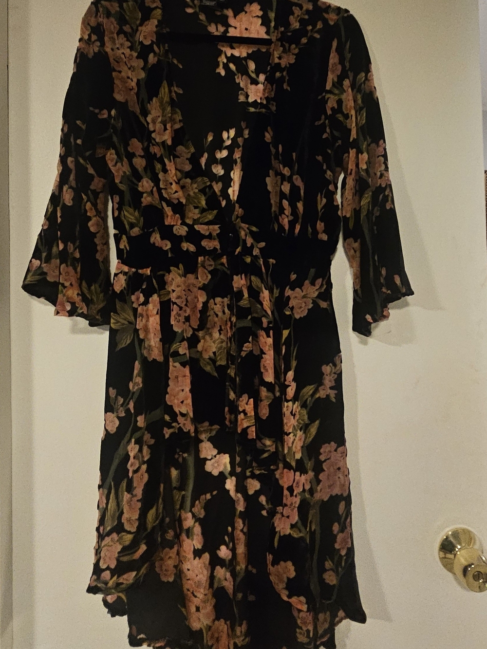 Angie Black Mini Dress with Pink Floral Print